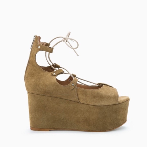 Mango platform wedges lace up sandals - Picture 1 of 4